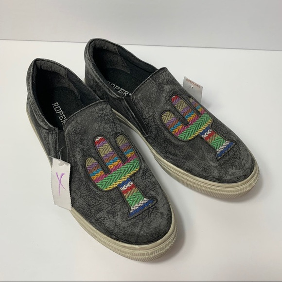 Roper Cactus Slip On Rub Off Gray Round Toe 9 - Picture 2 of 5